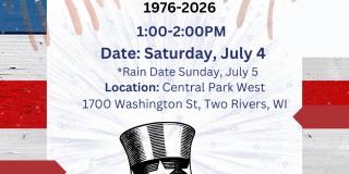 Event poster featuring Uncle Sam amidst a red, white and blue color scheme.