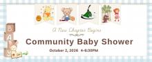 Event poster listing picturing blocks and images from popular children's books.