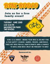 Event poster featuring a yellow diamond-shaped traffic sign with a bike graphic on it.