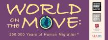World on the Move exhibit logo with sponsors