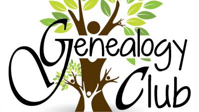 Genealogy Club logo with a tree shaped in a human form with green leaves at the hands