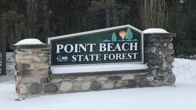Point Beach State Forest entrance sign.