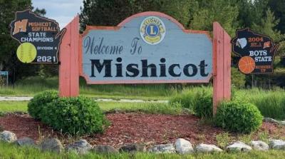 Mishicot village sign.