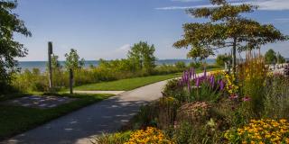 Blooming gardens align Mariners Trail in Two Rivers.