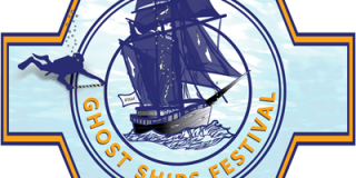 Ghost Ships Festival logo featuring a full-masted ship in the background.
