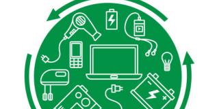 e-waste recycling symbol.