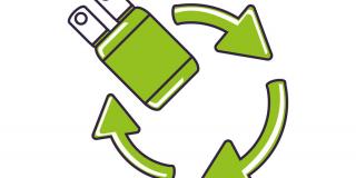 Plug in a circle with green arrows.